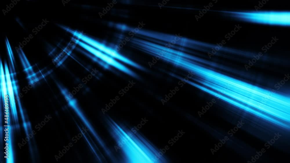 Seamless loop Blue Light rays with shimmers streaks from the top left