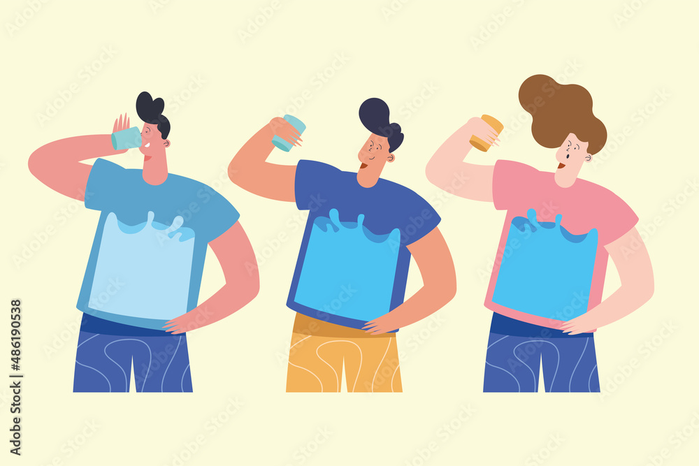 Obraz premium three young persons drinking water