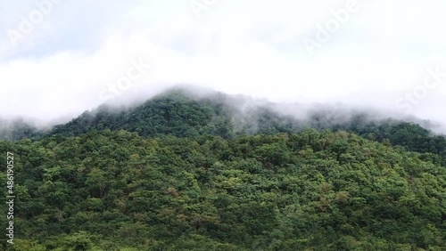 Mountain with clouds and mist, tropical rainforest