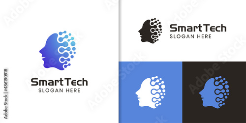Human technology/human digital, robot tech logo design