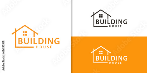 simple linear Building house architecture word mark logo design inspiration