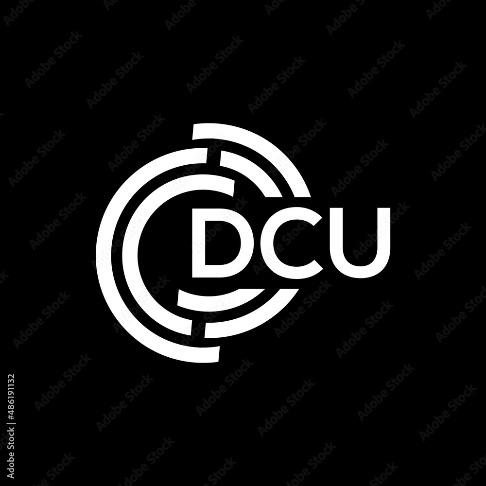 Obraz premium DCU letter logo design on black background. DCU creative initials letter logo concept. DCU letter design.