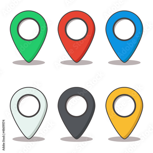 Colorful map points. Vector point cursor set.