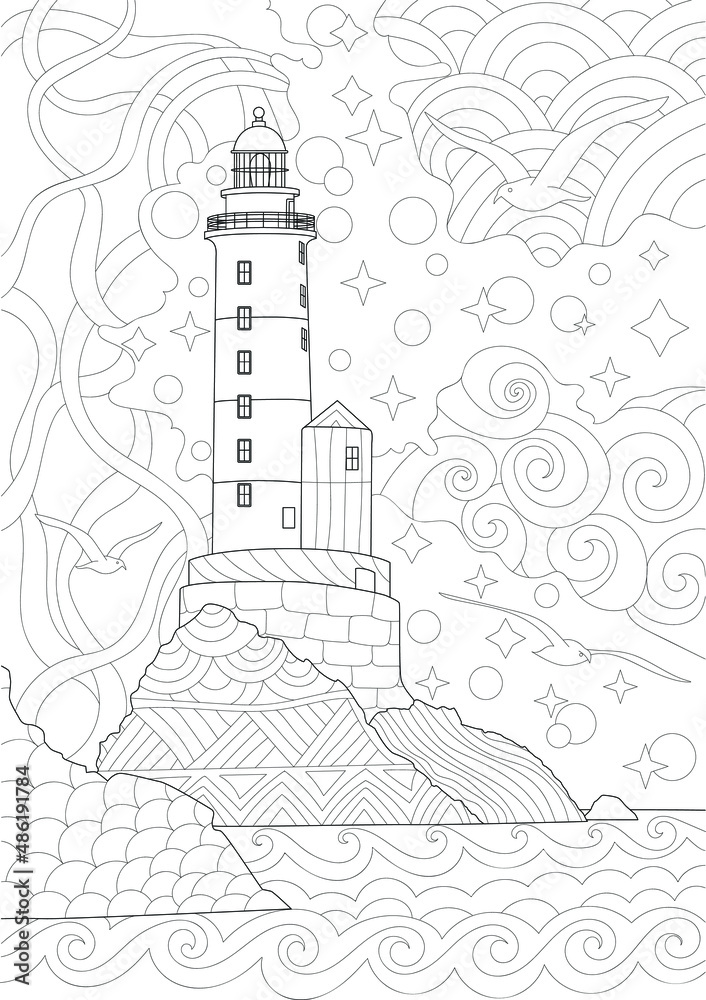 Coloring Book page for adults or children. Colouring pictures of light ...