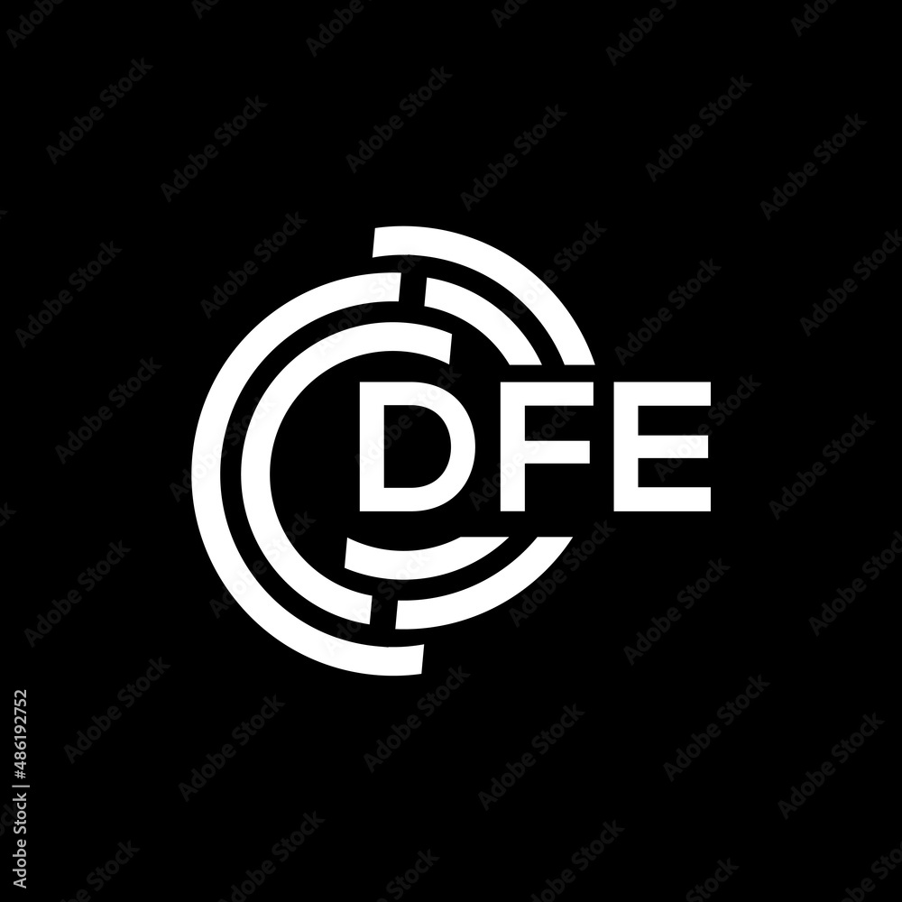 Obraz premium DFE letter logo design on black background. DFE creative initials letter logo concept. DFE letter design.