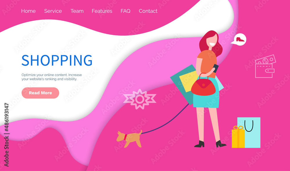 Shopping optimize online content. Increase website s ranking and visibility. Helps companies in the professional content and creatives concept vector. Website or webpage template, landing page flat Shopping optimize online content. Increase website s ranking and visibility. Helps companies in the professional content and creatives concept vector. Website or webpage template, landing page flat