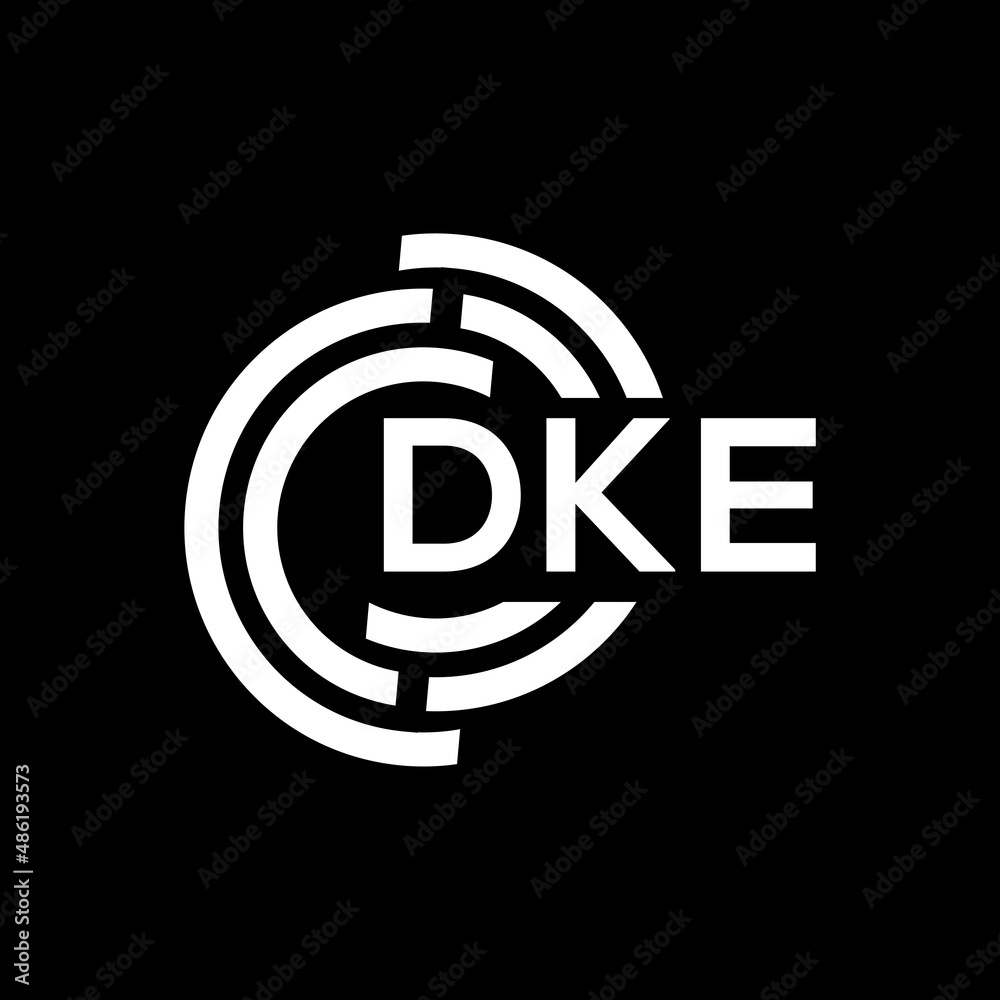 Obraz premium DKE letter logo design on black background. DKE creative initials letter logo concept. DKE letter design.