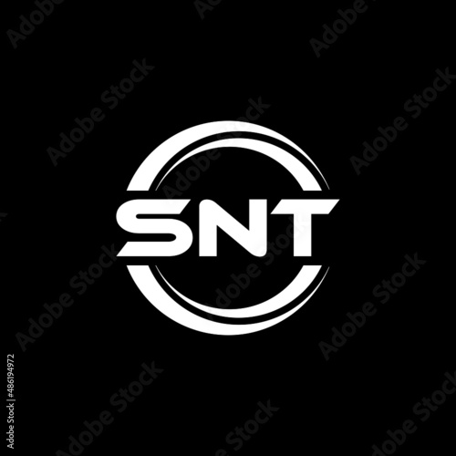 SNT letter logo design with black background in illustrator  vector logo modern alphabet font overlap style. calligraphy designs for logo  Poster  Invitation  etc.