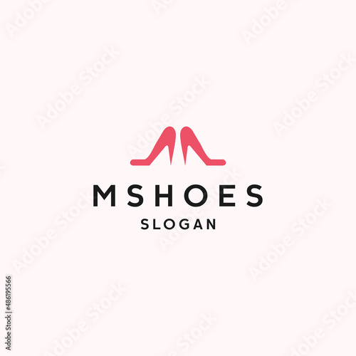 Letter m shoes logo icon flat design template 