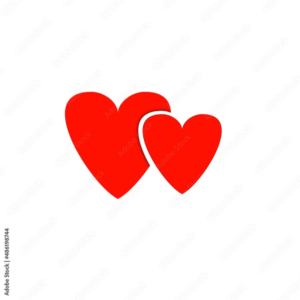 Two red hearts isolated on white