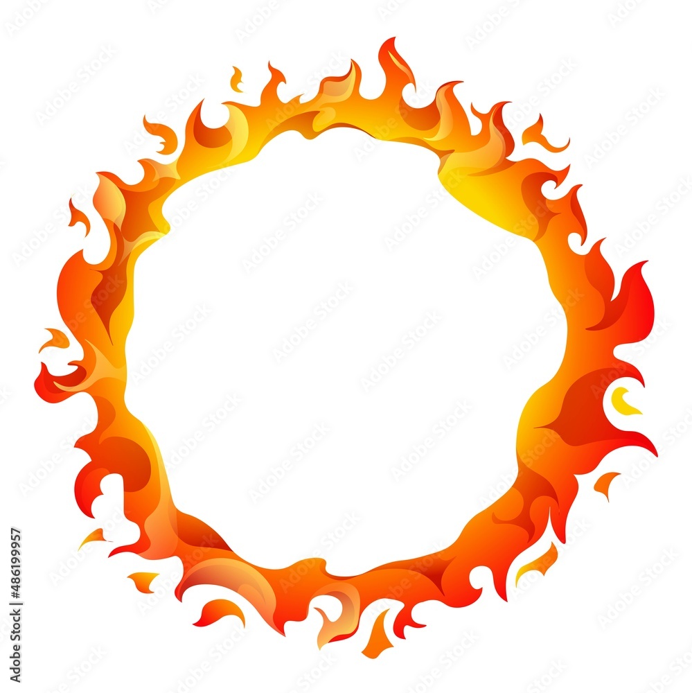 Burning circle, tongue of flames fire frame vector Burning circle, tongue of flames fire frame vector