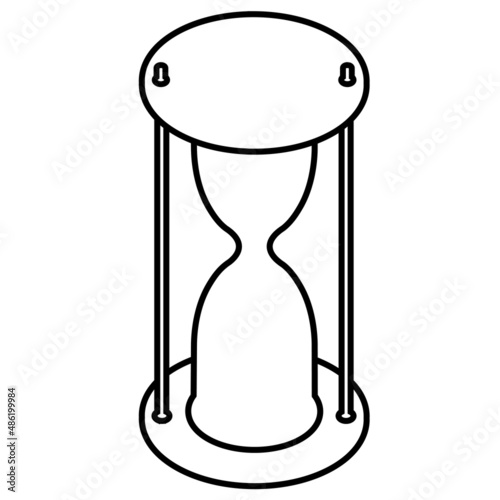 Isometric hourglass outline isolated on white. A device for accurate measurement of time. Website icon.