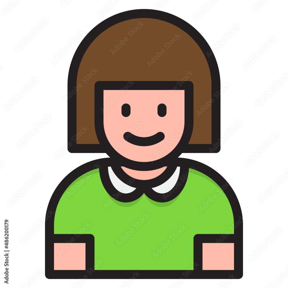 girl avatar color line style icon girl avatar color line style icon