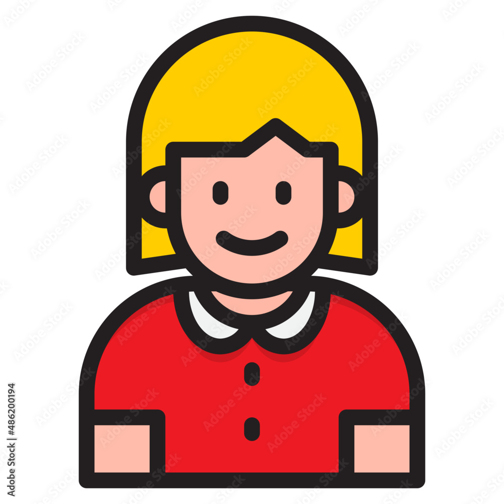 girl avatar color line style icon girl avatar color line style icon
