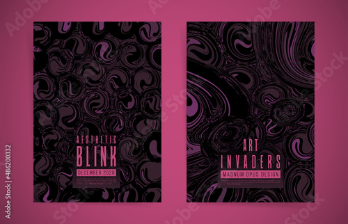 Abstract background poster design. Black pink vfaded vibes templates set for creative decorative banners, brochures, posters, placards.