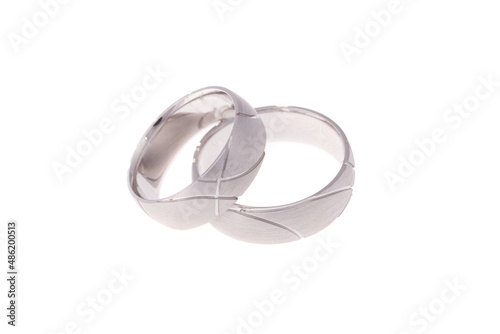Wedding rings, white gold, isolated on white