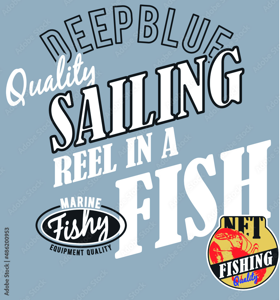 Fishing artwork design  Print typography 