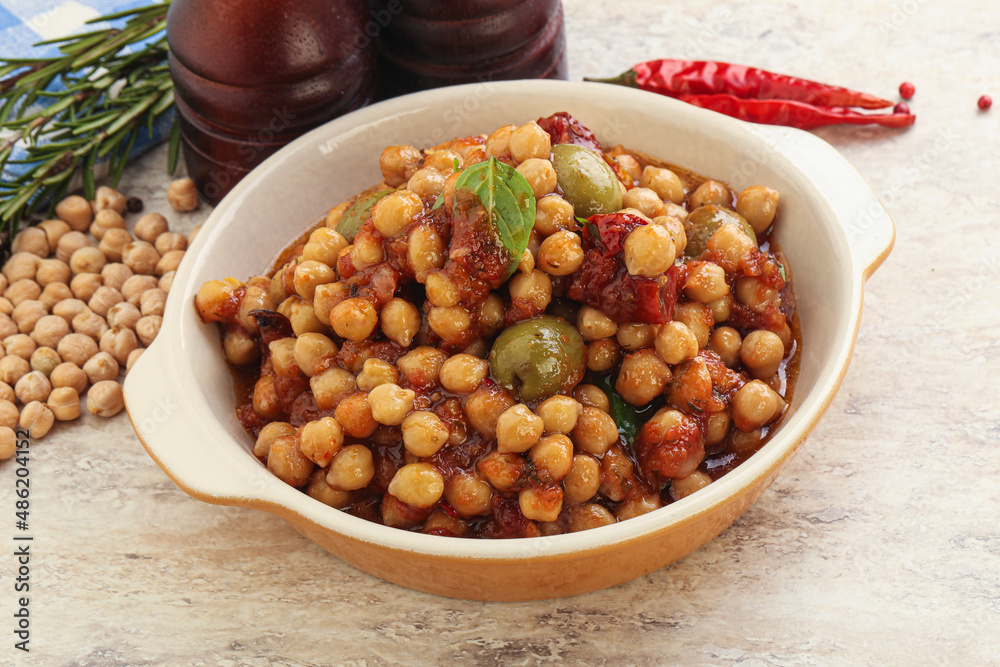 Chickpea beans with dry tomato and olives Chickpea beans with dry tomato and olives