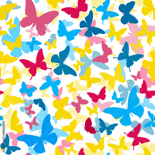 Butterfly seamless pattern. Background with colorful butterflies.