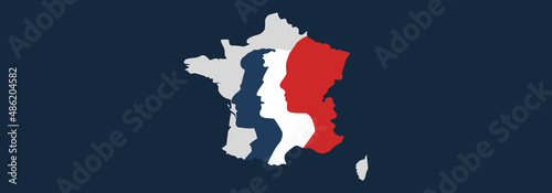 France map in flag colors.