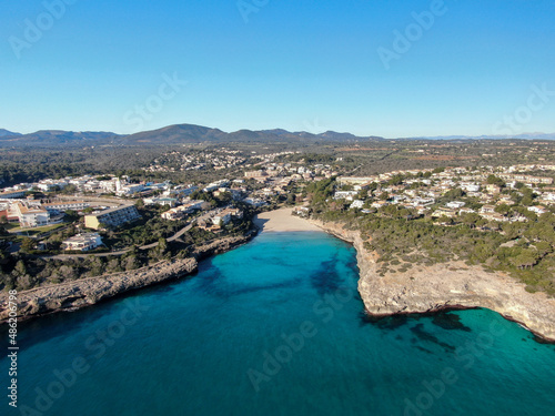 Cala Mendia. Beautiful view of the seacoast of Majorca with an amazing turquoise sea  in the middle of the nature. Concept of summer  travel  relax and enjoy