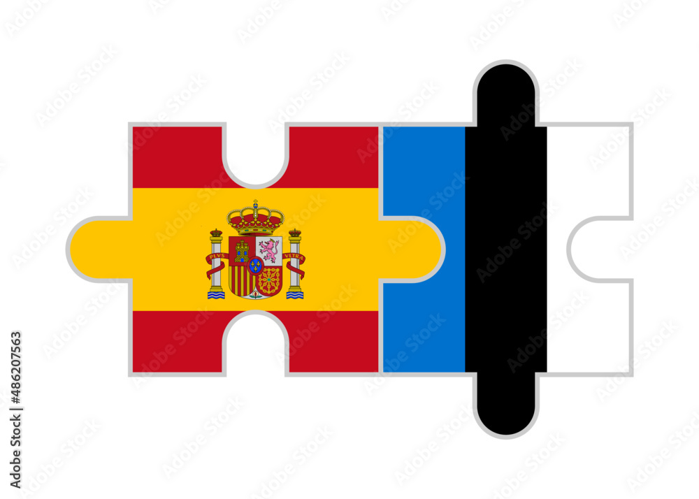 puzzle pieces of spain and estonia flags. vector illustration isolated on white background puzzle pieces of spain and estonia flags. vector illustration isolated on white background