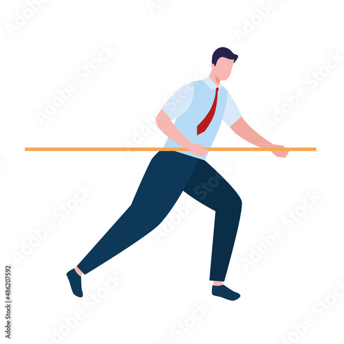 businessman pulling rope