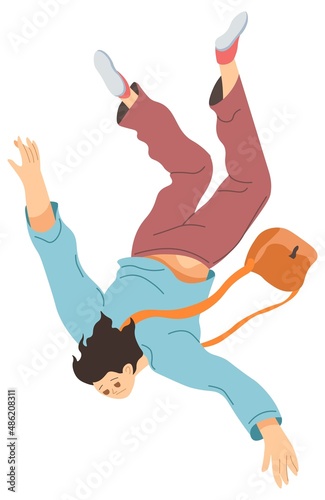 Woman falling down, female character flying vector