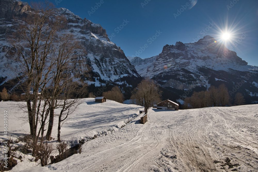 Winter im Kandertal in der Schweiz