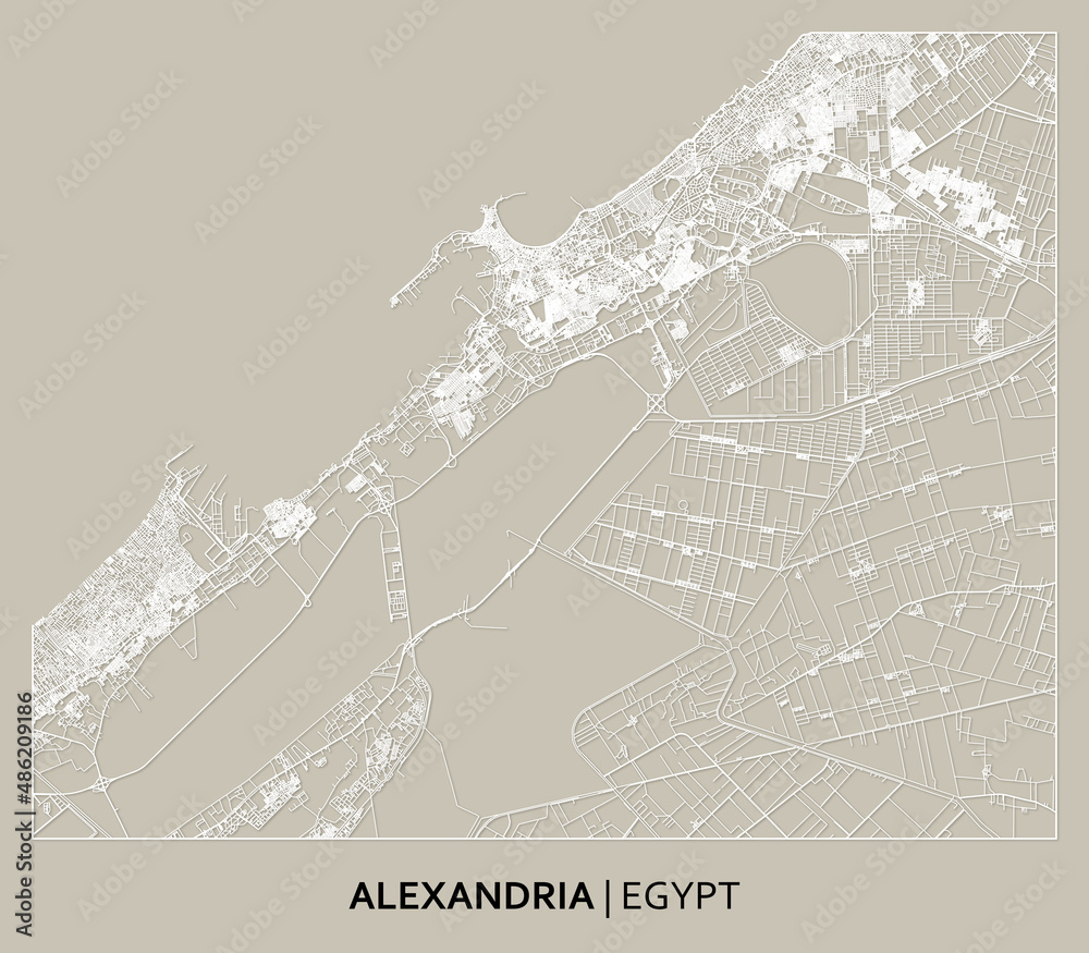 Alexandria (Egypt) street map outline for poster, paper cutting. High ...