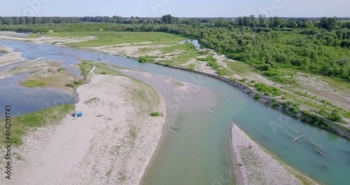 Wallpaper Mural Drone flyover river green and blue river Torontodigital.ca
