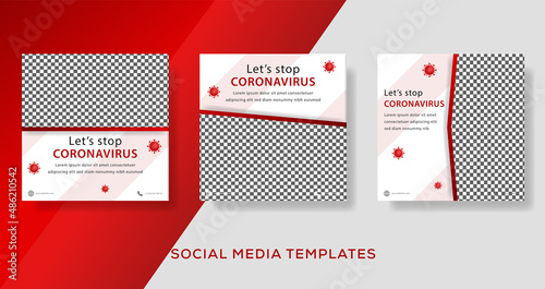 Covid19 protection banner template for social media post. Premium Vector