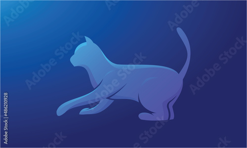 Pet cat silhouette with gradient abstract stylization animal for your business logo