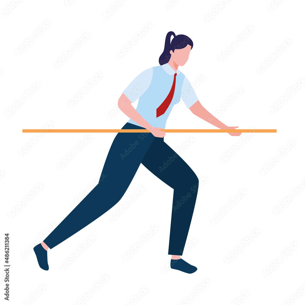 businesswoman pulling rope