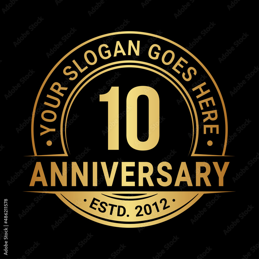 10 years anniversary logo design template. Vector illustration.