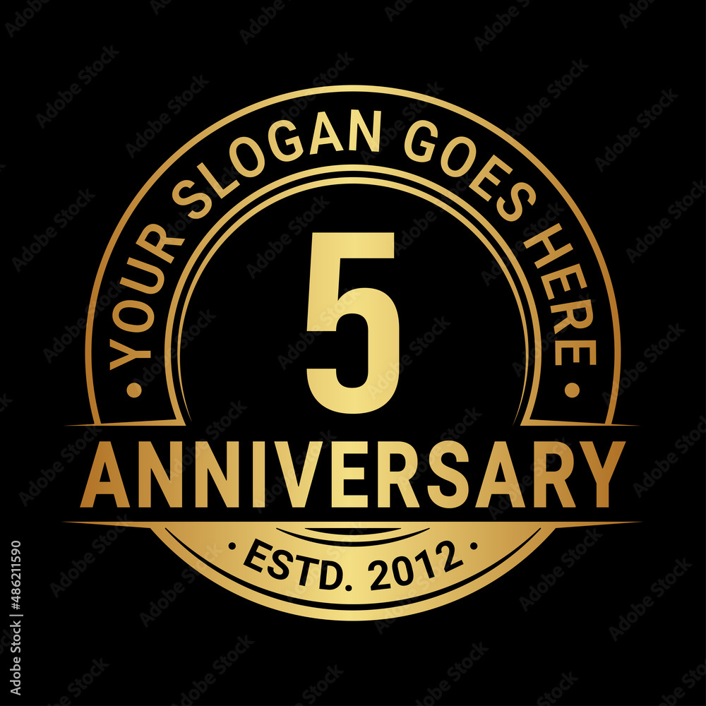 5 years anniversary logo design template. Vector illustration.