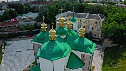 Aerial view on Church of the Saviour at Berestovo. photo