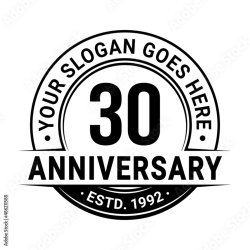 30 years anniversary logo design template. Vector illustration.