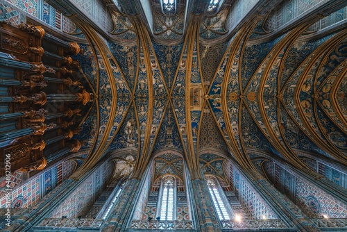 Indoors view and the ceiling of the Cathedral of Albi, France