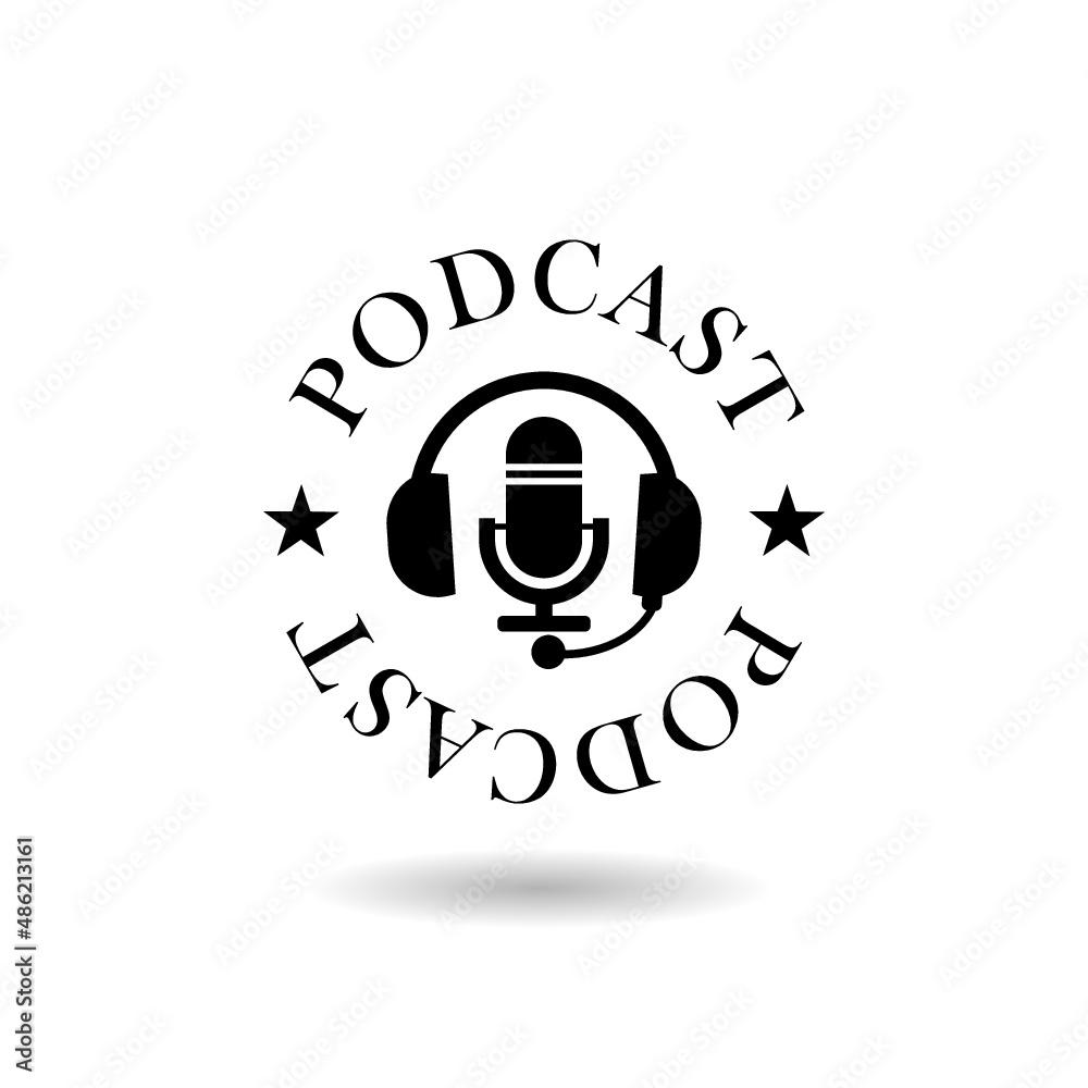Black Podcast icon with shadow Black Podcast icon with shadow