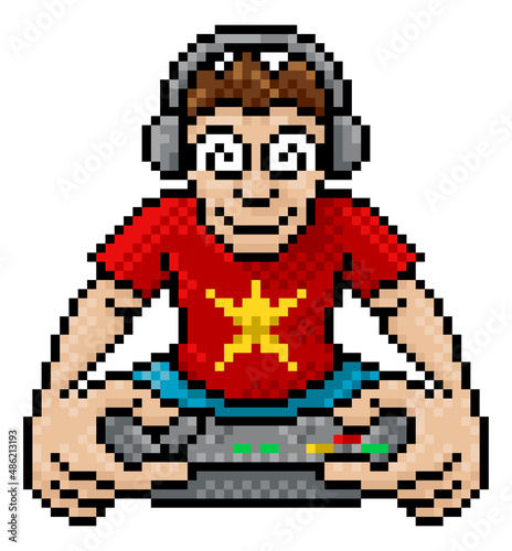 Gamer Playing Video Game Co...