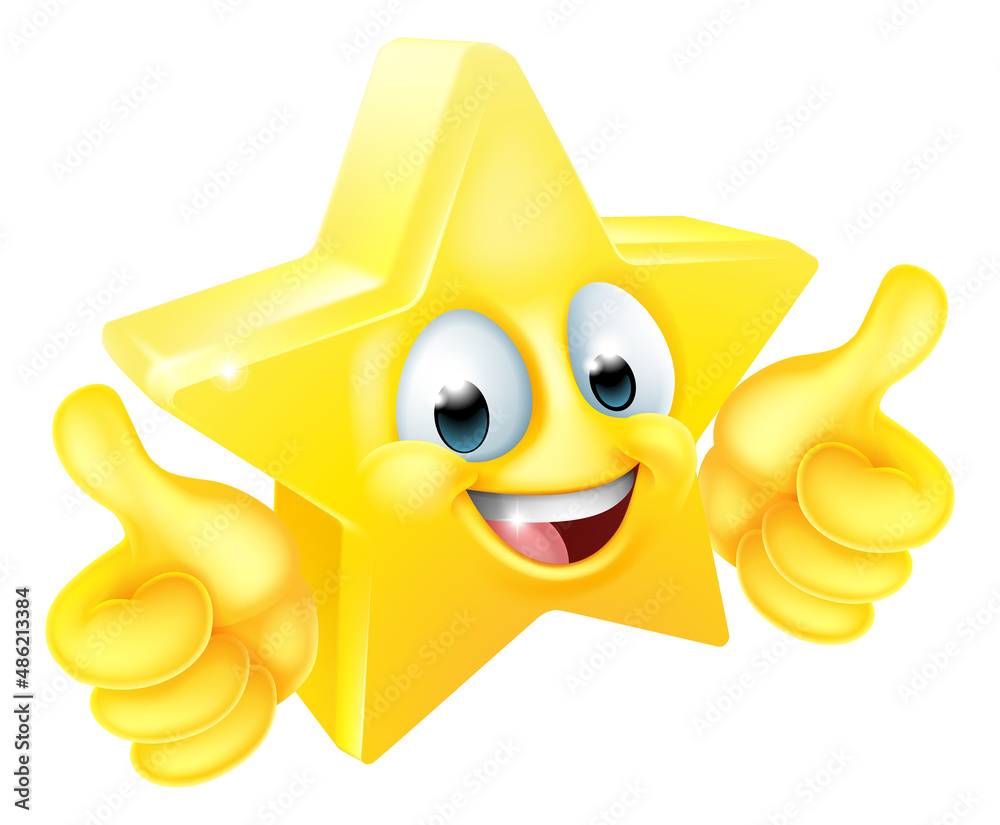 Star Thumbs Up Happy Emoticon Cartoon Face vector de Stock Adobe Stock