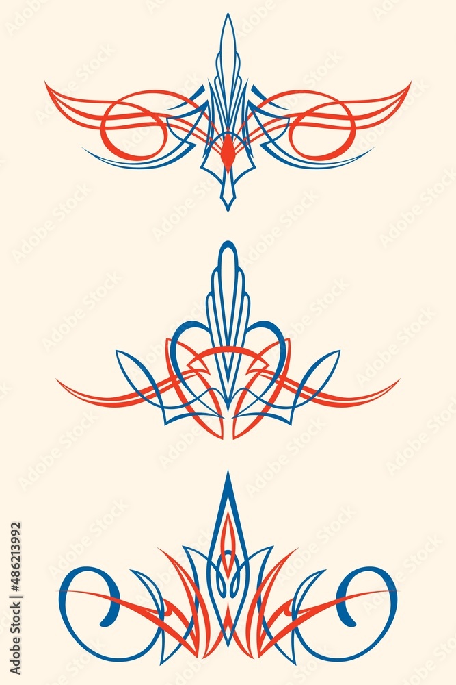 Old school pinstriping graphic vector ornaments Stock Vector | Adobe Stock