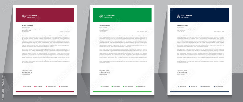 Letterhead format template, business style letterhead design template. Company letterhead template designs. A4 size template