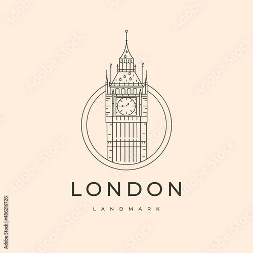 big ben london tower line art logo vector symbol illustration design