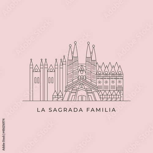 sagrada familia line art building icon logo vector symbol illustration design