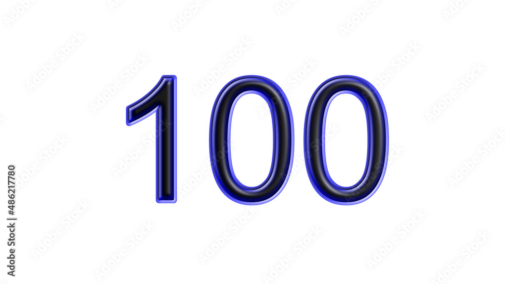 blue 100 number 3d effect white background blue 100 number 3d effect white background