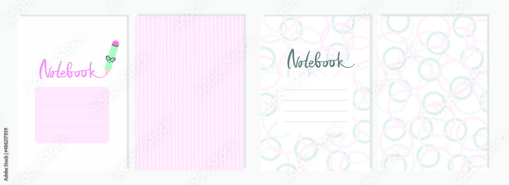 Vector illustartion templates cover pages for notebooks, planners, brochures, books. 