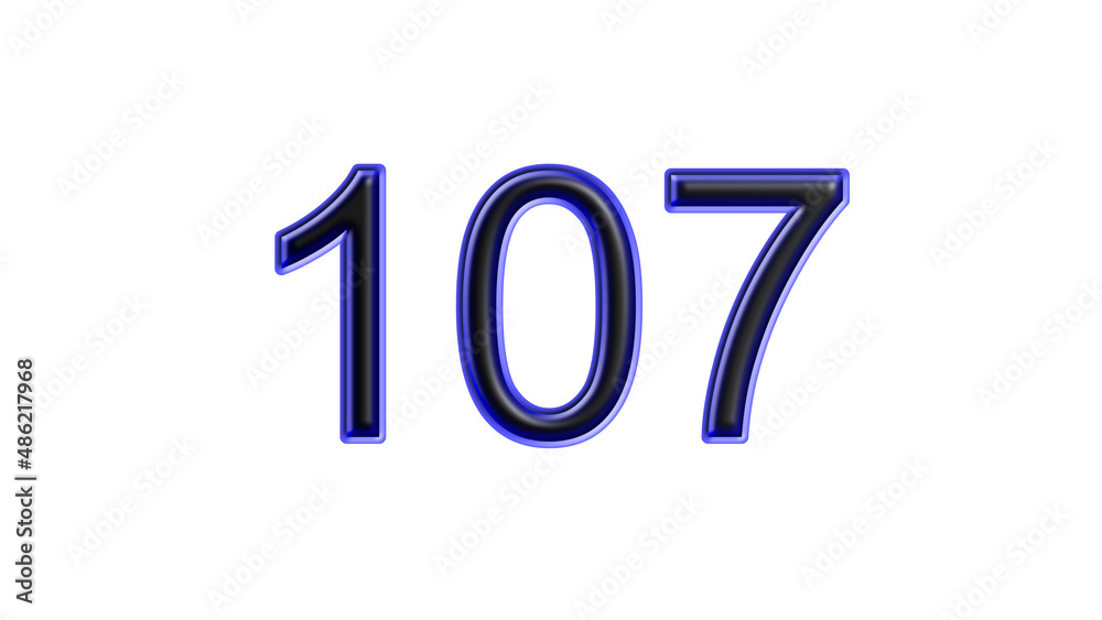 blue 107 number 3d effect white background blue 107 number 3d effect white background