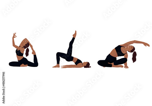 seth girl does yoga in different poses